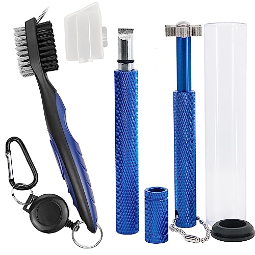 Golf Club Cleaner Kit, Golf Club Brush and 2 Golf Club Groove Sharpener for U & V-Grooves, Portable 3 Pieces Golf Club Cleaning Kit Fit All Golf Iron for Men