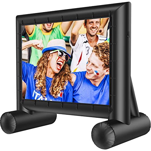 Amada Outdoor Inflatable Projector Screen 14 Feet Blow up Movie Screen with Fast Low-Noise Air Blower Support Front Rear Projection for Home Theater Backyard Movie Night Barbecue Pool Party