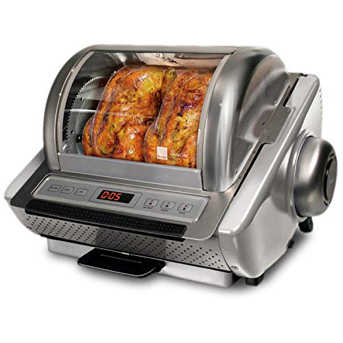 Ronco EZ-Store Rotisserie Oven,Gourmet Cooking at Home,Cooks Perfectly Roasted Chickens,Turkey,Pork,Roasts & Burgers,Large Capacity,3 Cooking Options:Roast,Sear, No Heat Rotation,Stainless,ST5250STAIN