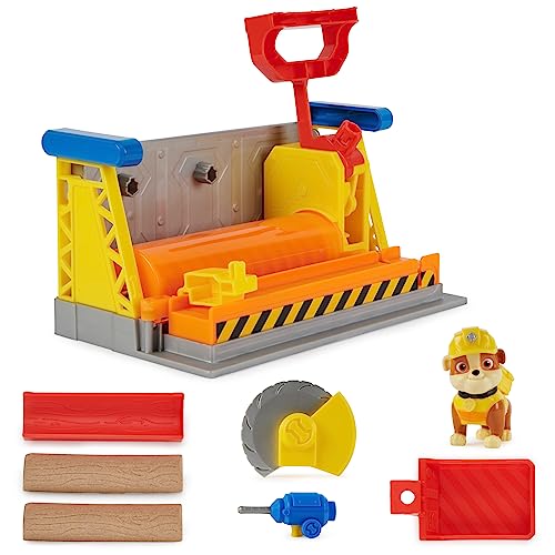 Rubble & Crew, Rubble’s Workshop Playset, Construction Toys with Kinetic Build-It Sand & Rubble Action Figure, Kids Toys for Boys & Girls Ages 3+