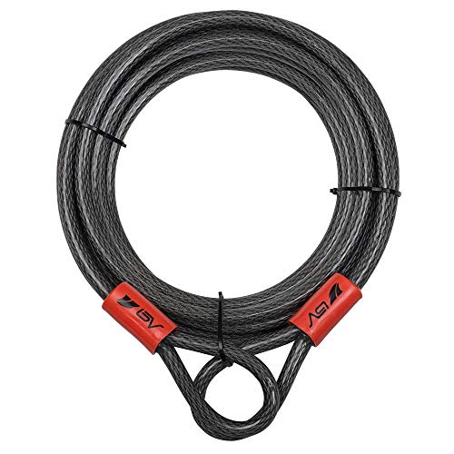 BV 30FT Security Steel Cable with Loops, Braided Steel Flex Cable, Bike Lock Cable 3/8 Inch, for U-Lock and Padlock (30FT)