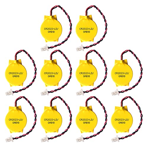 EEMB 10PACK 3V CR2032 CMOS Battery with Wire Leads and SHR Connector Computer Replacement Battery for Laptop Intel NUC and ASUS ROG Strix G702 G702V
