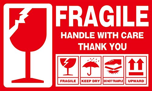 Large (6' X 3½') Shipping Labels 300 pcs, Fragile Handle with Care Warning Stickers, Keep Dry Upward Do Not Trample