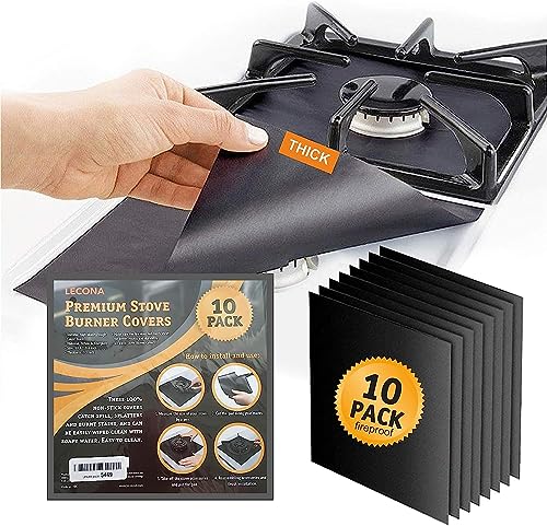 Stove Burner Covers - Gas Stove Protector, Stove top Range Protectors, Set Top Burner Covers Black, Non Stick Reusable, Stove Cover, Easy to Clean, Double Thickness