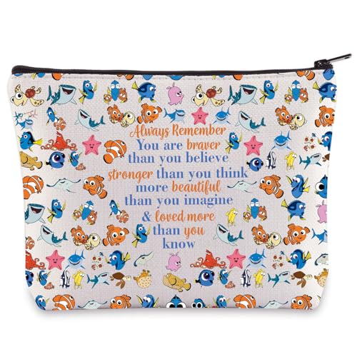 WZMPA Fish Nemo Cosmetic Bag Bruce & Marlin & Crush & Dory & Fans Gift You Are Braver Stronger Beautiful Than You Know Nemo Makeup Zipper Pouch Bag Fish Dory Merch (Always Fish Nemo)
