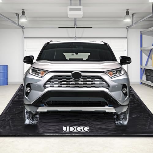 JDGG Waterproof Garage Floor Mat for Under Car, 7'9'x18' Heavy Duty Containment Mat with Free Floor Squeegee, Protects Garage Floor from Water, Mud and Oil