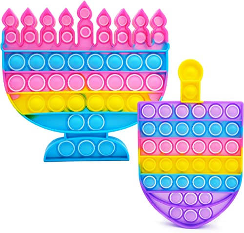 The Dreidel Company Hanukkah Poppit - Pop Fidget Toy Dreidel Menorah Popper Set (Menorah & Dreidel Set)