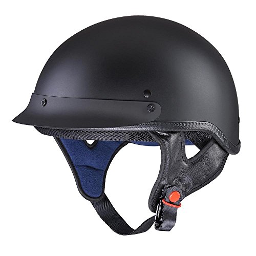 AHR Half Face Motorcycle Helmet DOT Approved Half Skull Cap Half Helmet for Motorbike Cruiser Chopper Run-C, Matt Black, M
