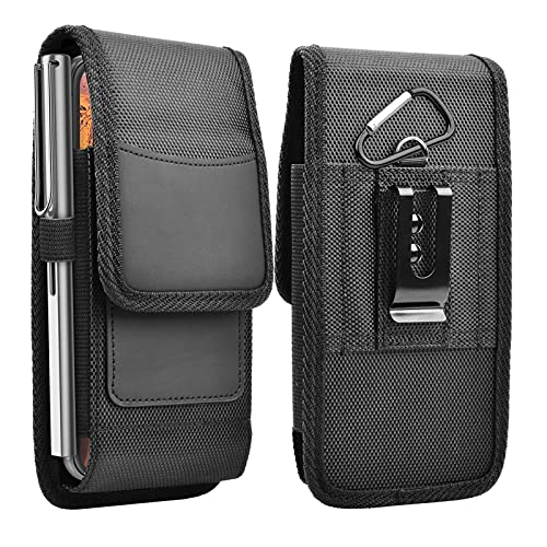 Njjex Cell Phone Holster for Samsung Galaxy S24 Ultra S23 S22 S21 S20 S10 Note 20 A15 A14 A54 A23 A02S A12 A32 A42 A13 iPhone 15 Pro Max 14 13 12 11 XS XR Nylon Belt Clip Holster Phone Holder Pouch