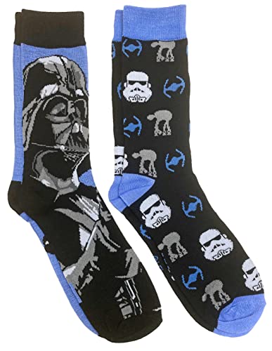 Hyp Star Wars Darth Vader and Vehicles Men's Crew Socks 2 Pair Pack Shoe Size 6-12