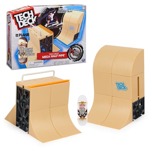 Tech Deck, Danny Way Mega Half Pipe X-Connect Park Creator, Customizable Ramp Set with Exclusive Plan B Fingerboard, Kids Toy for Boys and Girls Ages 6 and up