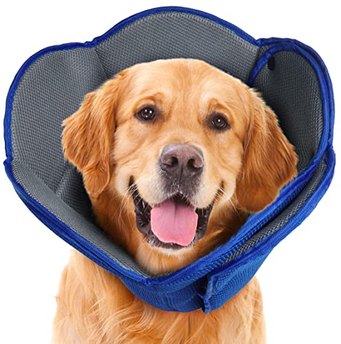 IDOMIK Dog Cone for Dogs After Surgery, Comfy Soft Dog Cones for Large Medium Small Dogs Cats, Adjustable Protective Dog Recovery Collars & Cones Alternatives to Prevent Pets from Licking Wounds,S