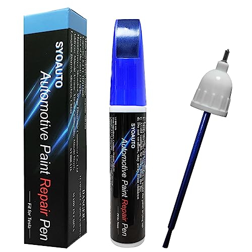 SYOAUTO Touch up Paint Blue Fit for Tesla Model Y 3 X S Tesla Model Paint Repair kit Tesla Paint Pen Tip and Brush 2 in 1 Auto Touch Up Paint Pen 0.4 oz (Deep Blue Metallic)