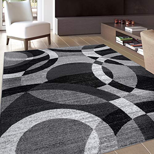 Rugshop Contemporary Abstract Circles Perfect for high Traffic Areas of Your Living Room,Bedroom,Home Office,Kitchen Area Rug 5'3' x 7'3' Gray