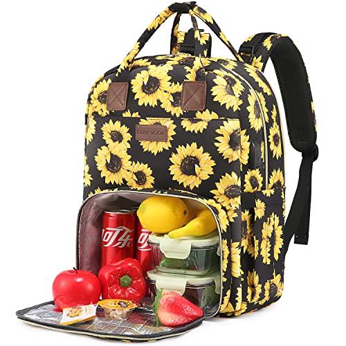 LOVEVOOK Lunch Backpack Insulated Cooler Backpack, Waterproof Laptop Backpack Vintage Work Lunch Box Bag Fashion Backpack Stylish Travel Bag for Women, Fit 15.6 Inch Computer