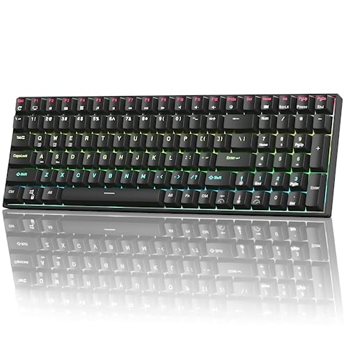 RK ROYAL KLUDGE RK100 2.4G Wireless/Bluetooth/Wired RGB Mechanical Keyboard, 100 Keys 3 Modes Connectable Hot Swappable Brown Switch Gaming Keyboard for Win/Mac