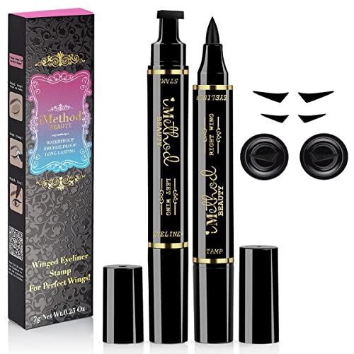 iMethod Eyeliner Stamp - NEW 2 Pens Winged Eyeliner Stamp, for All Eye Shapes, Winged Eyeliner Stamp, Perfect Wing Cat Eye Liner, Waterproof & Smudge-proof, 8 mm