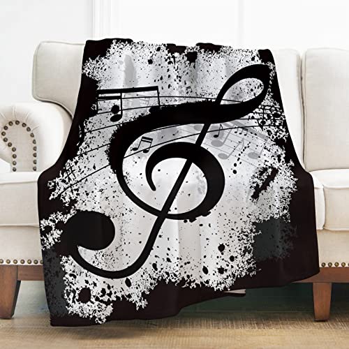 Levens Music Note Throw Blanket Gifts for Women Girls Boys, Art Decoration for Couch Bed Sofa Travelling, Birthday Christmas Soft Cozy Plush Microfiber Lightweight Blankets for Kids 50'x60'