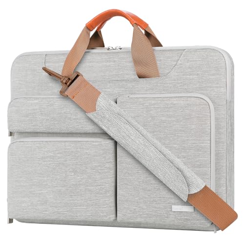 Lacdo 360° Protective Laptop Shoulder Bag for 13 inch New MacBook Air M3 A3113 M2 A2681 M1 A2337 A2179 2024-2018 | 13 inch New MacBook Pro M2 M1 A2338 A2251 A2289 | 12.9' iPad Pro Computer Bag, Gray