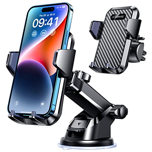 VANMASS 【60+LBS Strongest Suction & Military-Grade】 2023 Ultimate Car Phone Mount 【Patent & Safety Certs】 Cell Phone Holder Truck Stand for Dashboard Windshield Vent for iPhone 15 Pro Max 14 Samsung