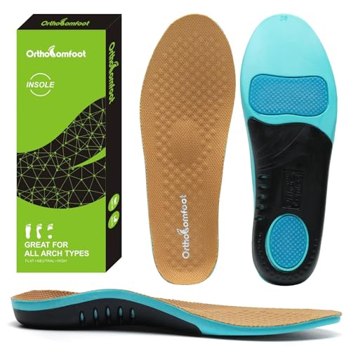 OrthoComfoot Arch Support Shoes Insoles for Plantar Fasciitis, SOFE Metatarsalgia Insoles for Outdoor Sports, Shock Absorber, Walking Men Size 10/Women Size 12