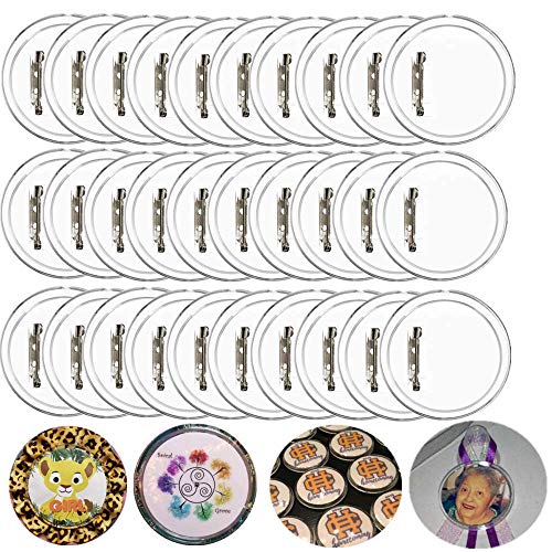 30 Pcs 2.36'' Pin Button Badge Acrylic Clear Pin Buttons Blank Badge Making Kit Acrylic Badge Maker for Craft DIY Kids' Paper Craft Activities etc