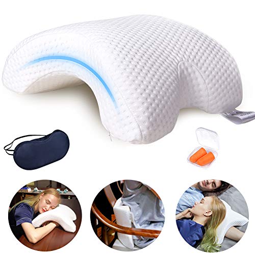 LOCYOP Sleeping Pillow Couple Pillow Arm Pillow Slow Rebound Pressure Pillow Cuddle Pillow Memory Foam Travel Arched Shaped U Pillow Providing Comfort and Support Curved Pillow for Couples (White)