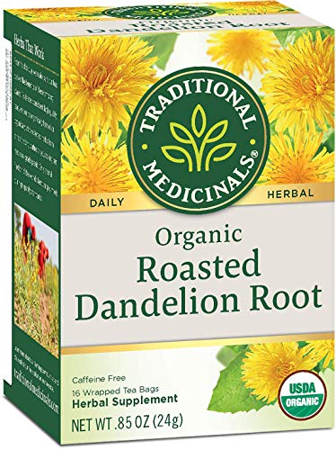 Traditional Medicinals Tea, Organic Roasted Dandelion Root, Supports Kidney Function & Healthy Digestion,16 Count(Pack of 6)
