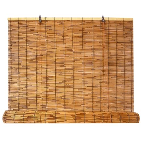 Retro Bamboo Blinds 14' 26' 32' 36' 42' 53' 60' 65' 70' 72' 76' Bamboo Roll Up Shades for Windows, Cordless Roman Roller Shade for Outdoor Home Patio Waterproof Privacy Curtain
