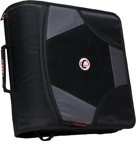 Case-it The King Sized Zip Tab Zipper Binder - 4 Inch D-Rings - 5 Subject File Folder - Multiple Pockets - 800 Sheet Capacity - Comes with Shoulder Strap - Black D-186