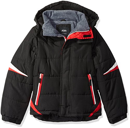 London Fog Boys' Big Active Puffer Jacket Winter Coat, Super Black, 10/12