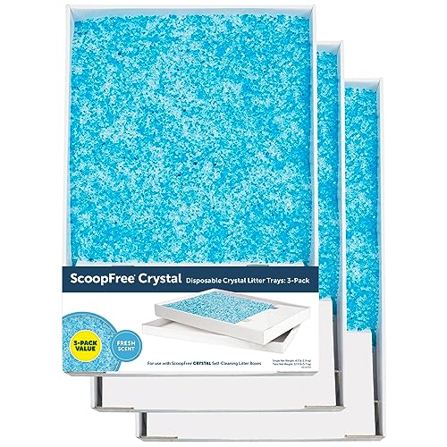 PetSafe ScoopFree Crystal Cat Litter Tray Refills – Fresh Scent, 3-Pack – Disposable Tray – includes Leak Protection & Low Tracking Litter – Absorbs Odors On Contact