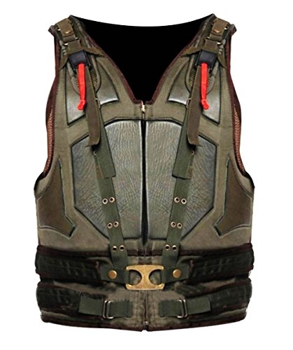 Men's Bane Vest Jacket Halloween Costume Cosplay - Tom Hardy Knight Rises Military Vest Faux Leather, Green, XXL