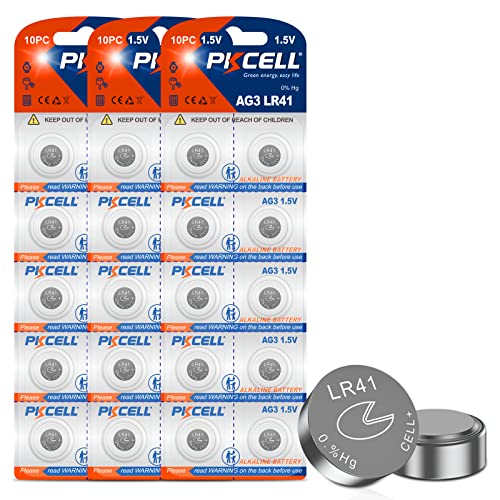 PKCELL LR41 Battery AG3 L736 LR736 SR41 192 384 392 1.5V Alkaline Battery for Thermometer 30pcs