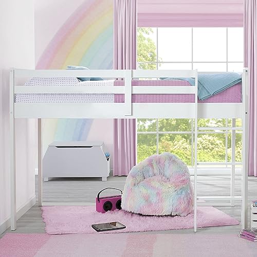 Delta Children Twin Loft Bed with Guardrail and Ladder (Coordinates with Disney Princess & JoJo Siwa Tents Sold Separately), White