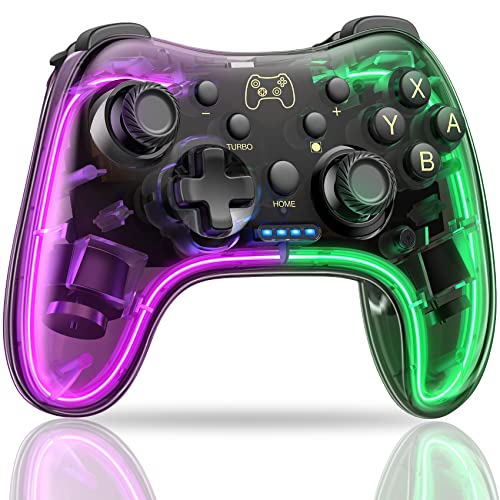Switch Controller for Nintendo Switch/OLED/Lite, Replacement for Nintendo Switch Pro Controller Support PC & Android/iOS with Cool RGB LED, Wireless Switch Controller with Turbo,Vibration