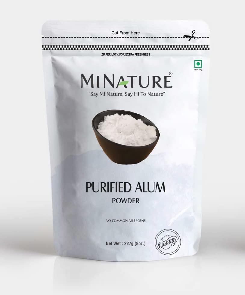 Purified Alum Powder (phitkari) by mi Nature | 227g(8 oz) (0.5 lb) | 100% Only Alum Powder | Nothing Added
