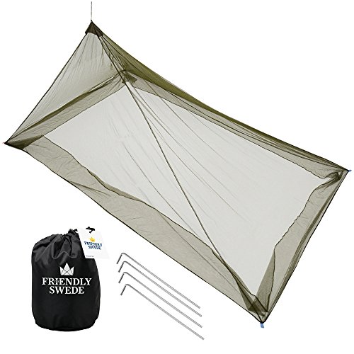 The Friendly Swede Outdoor Mosquito Net, Mosquito Netting for Camping, Mosquito Net for Bed, Bug Net, Mosquito Tent, Bug Netting, Mosquito Net Tent, Bed Net, Mosquito Netting for Bed - Army Green
