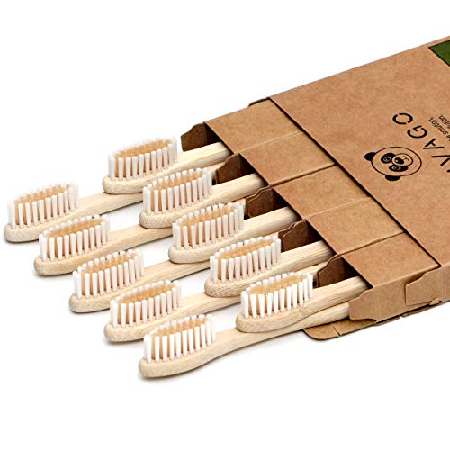 VIVAGO Biodegradable Bamboo Toothbrushes 10 Pack - BPA Free Soft Bristles Toothbrushes, Eco-Friendly, Compostable Natural Wooden Toothbrush