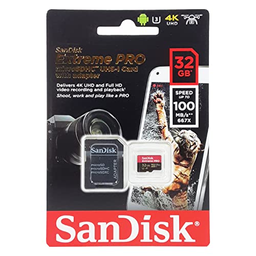 SanDisk Extreme PRO 32GB UHS-I/U3 Micro SDHC With 4K Ultra HD Ready-SDSDQXP-032G-G46A (Label May Change)