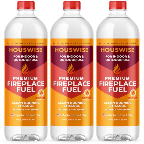Bio Ethanol Fireplace Fuel 3 x 1 Liter - Bioethanol Fuel Tabletop Fire Pit, Bio Ethanol Fuel for Table Top Fire Pit & Ethanol Fireplaces - Made in USA