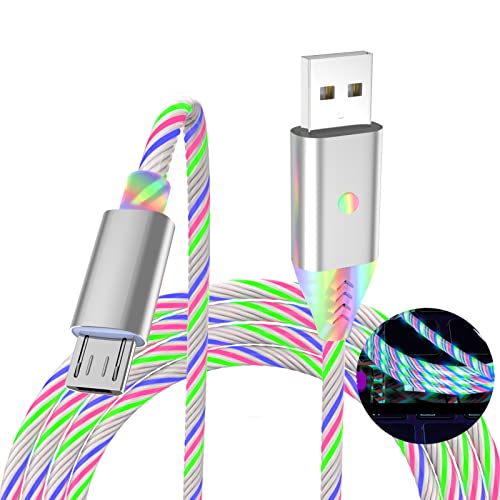 Light Up Micro USB Cable with Multi-Control Switch Compatible with Samsung Galaxy S7 Edge S6 S5 S2 J7 J7V J5 J3 J3V J2 LG K40 K20 Moto E4E5 E6 PS4 Xbox LED USB Charging Cable-3.3FT, Color