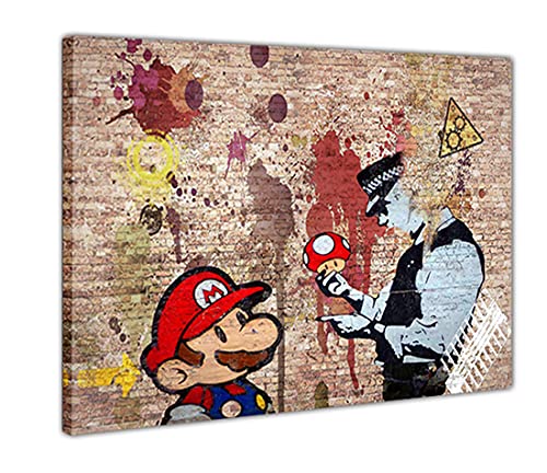 Pangoo Art Banksy Painting Artwork Wall Decor Canvas Print Colors are Vibrant Figure Street Graffiti Picture for Room Bedroom Bathroom Decoration Easy to Hang 12X16 inch with Framed Poster 12 x 16