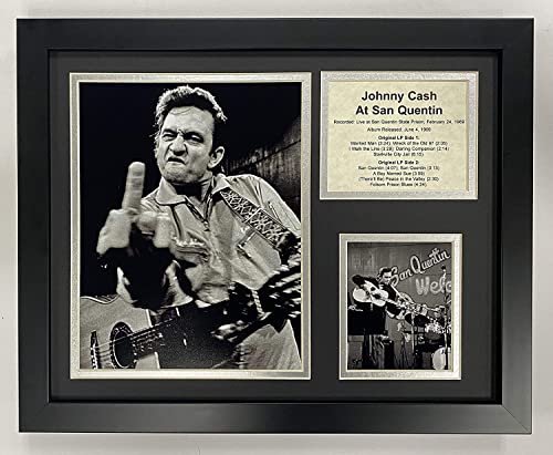 Johnny Cash at San Quentin Collectible | Framed Photo Collage Wall Art Decor - 12'x15' | Legends Never Die