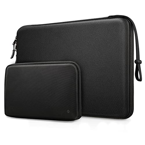 FINPAC Hard Laptop Sleeve with Accessory Pouch for 13-inch MacBook Air M3 2024, 14-inch MacBook Pro M3/M2/M1 A2918 A2992 A2779 A2442, 13’’ MacBook Air/Pro, Surface Laptop, Dell XPS 13, HP, Acer, Black