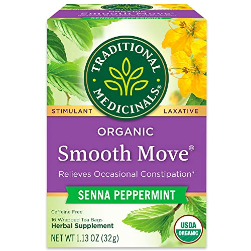 Traditional Medicinals Tea, Organic Smooth Move Peppermint, Relieves Occasional Constipation, Senna, 16 Tea Bags
