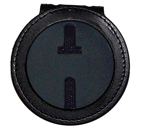 Round US Marshal Belt Clip Badge Holder Chain (2-1/4 inch recessed Cutout, Cutout PF281) Black Leather