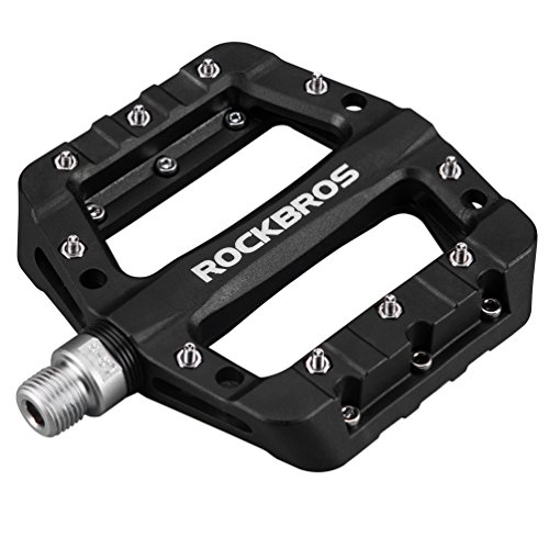 Rock BROS Lightweight Mountain Bike Pedals Nylon Fiber Bicycle Platform Pedals for BMX MTB 9/16' Black