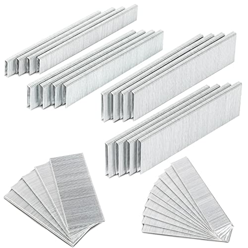 SHALL 3600 Counts 18 Gauge Narrow Crown Staples & Brad Nails, Heavy Duty Galvanized 1/4' Narrow Crown Staples (3/4' 1' 1-1/4' 1-1/2'), Brad Nails (1' 2'), for Pneumatic, Electric Stapler/Brad Nailer
