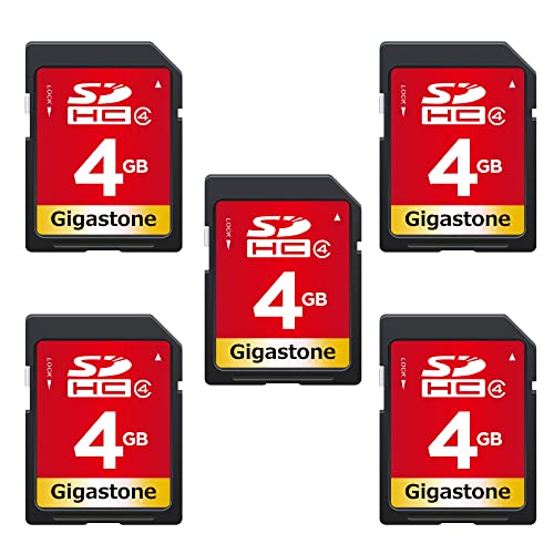 Gigastone 4GB SD Card 5 Pack SDHC Class 4 Memory Card for Photo Video Music Voice File DSLR Camera DSC Camcorder Recorder Playback PC Mac POS 5pcs in Pack (Pack of 5), with 5 Mini Cases